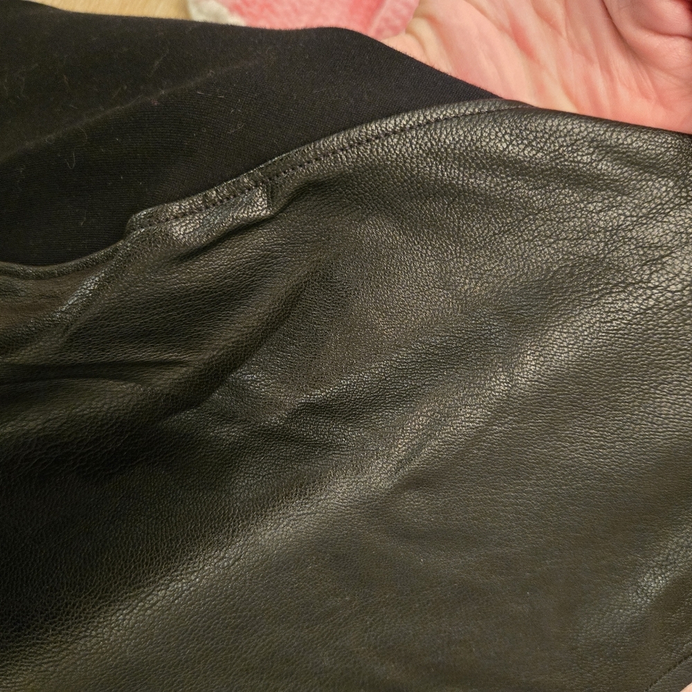 SPANX Women's Black Leather Like Sleeveless Mixed Media Sheath Dress Size XL - Picture 6 of 7